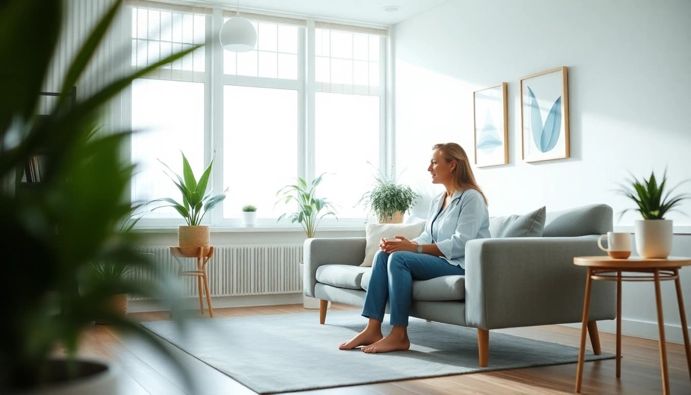 Therapist helping a client manage stress and anxiety in a calm office environment.