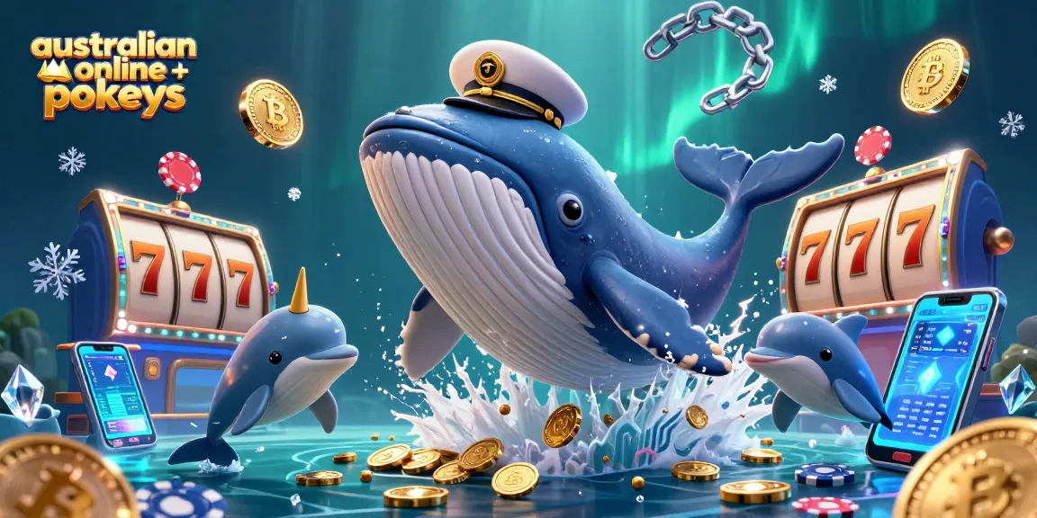 Play dynamic australian online pokies with a captivating whale and narwhal in a treasure-filled scene.
