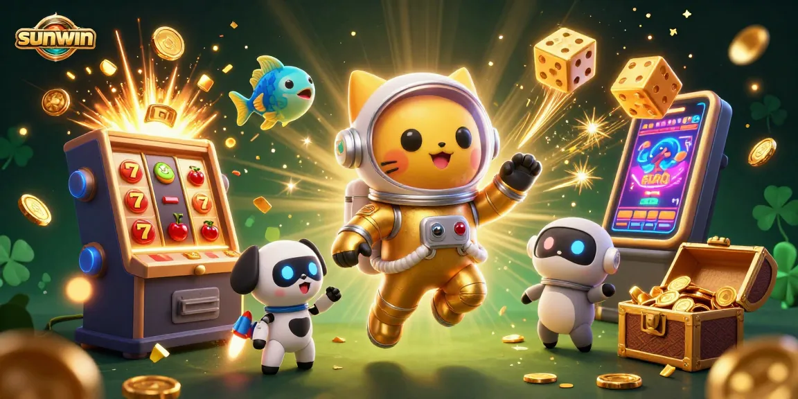 Experience sunwin's thrilling gaming adventure with colorful slot machines and space-themed characters.