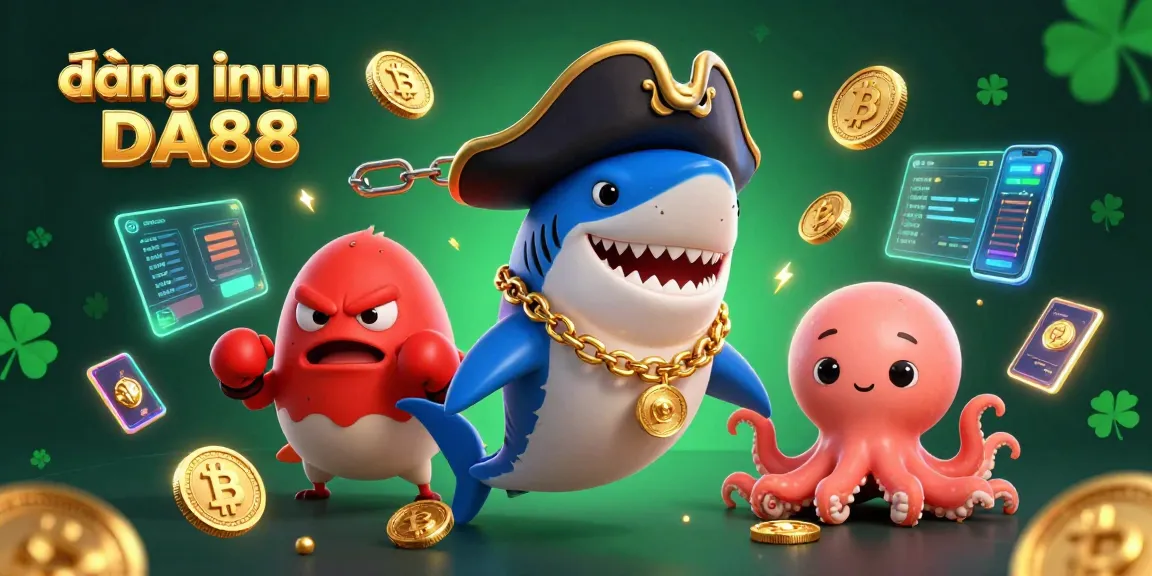 Engage with đăng nhập DA88 for thrilling gaming experiences amidst dynamic cartoon sea creatures.