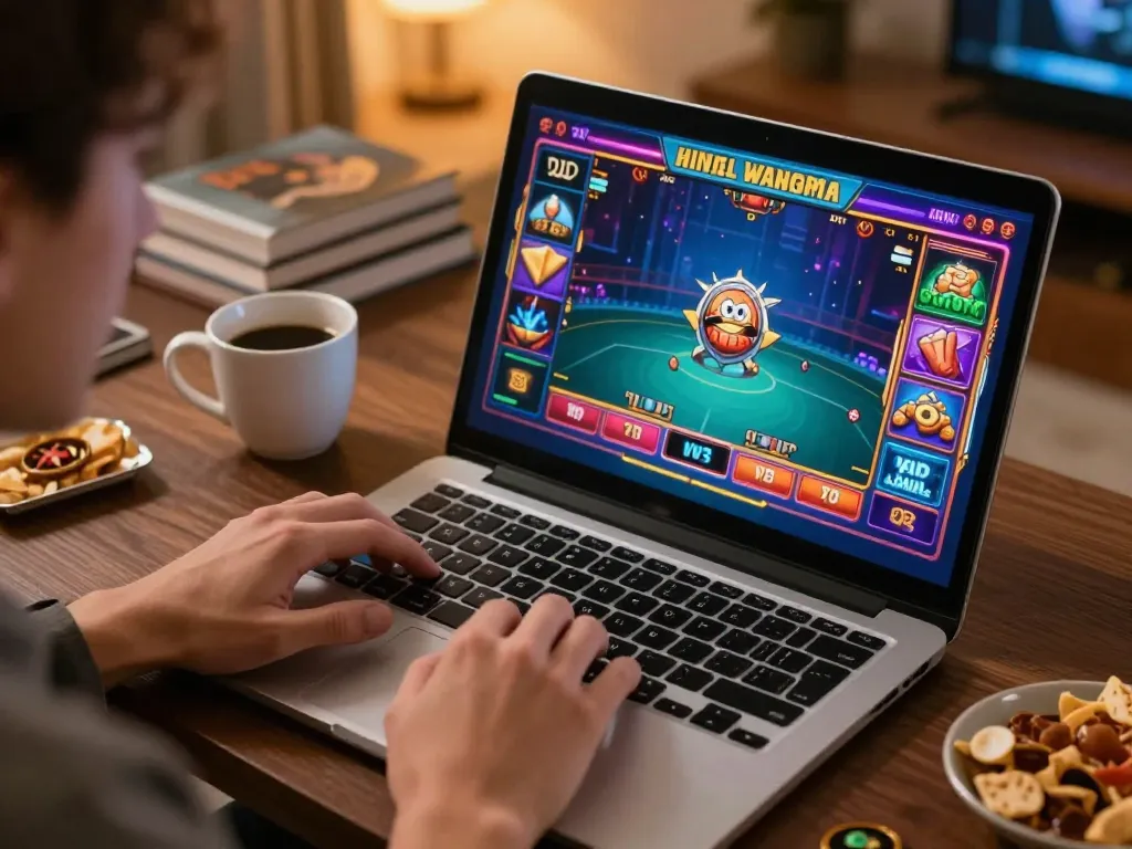 F8BET player engaging in live casino gameplay at home with snacks and warm lighting