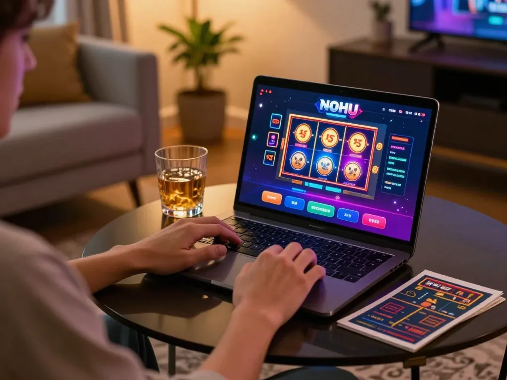 Nohu online gaming experience with a player engaged in a vibrant home setup.