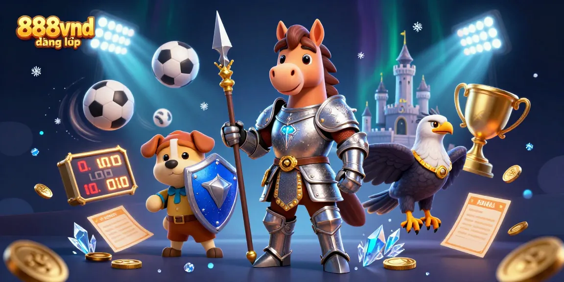 Engage with the vibrant 888vnd đăng nhập scene featuring dynamic sports elements and characters.
