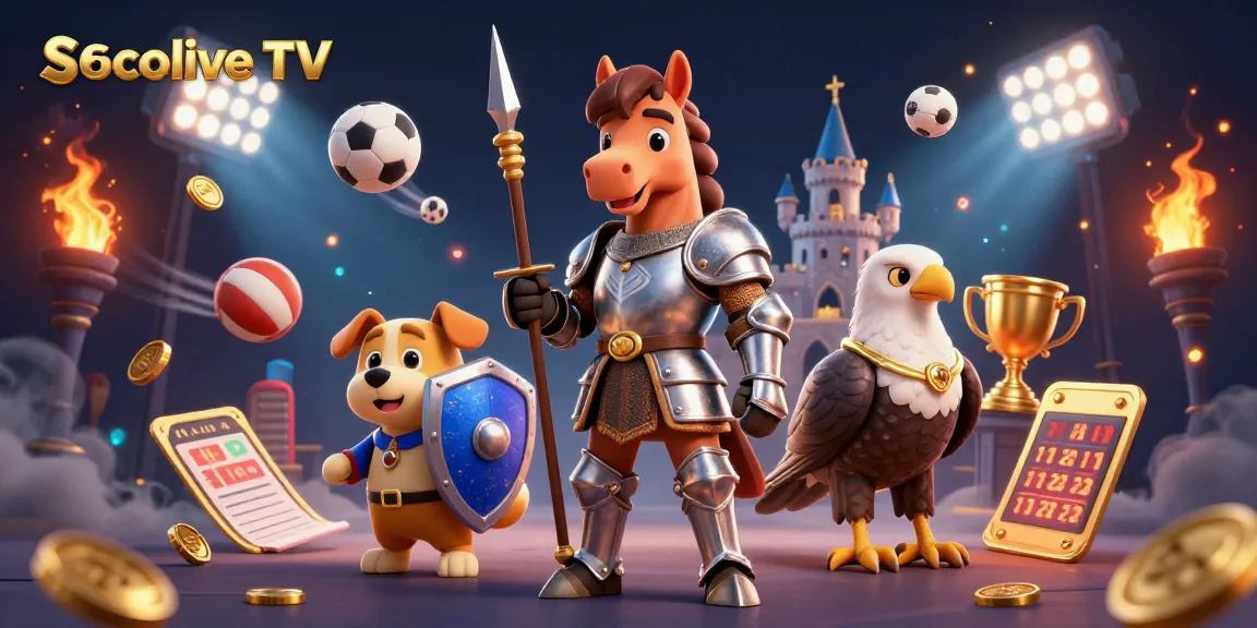 Socolive TV showcases thrilling sports betting action with colorful sports balls and a knight in a dynamic scene.