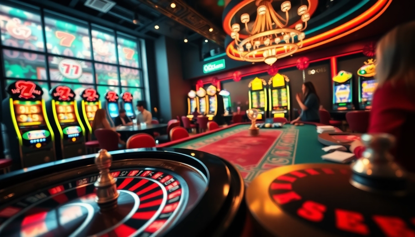 Experience the excitement of trang chủ 555win with a vibrant casino scene showcasing engaging games and a trustworthy atmosphere.