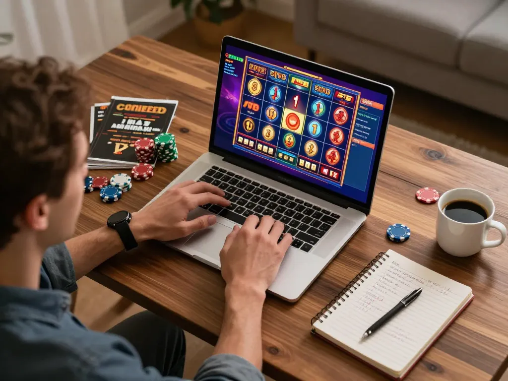 Player engaging with online slots at https://sx88.bio/ in a stylish, cozy home setting.