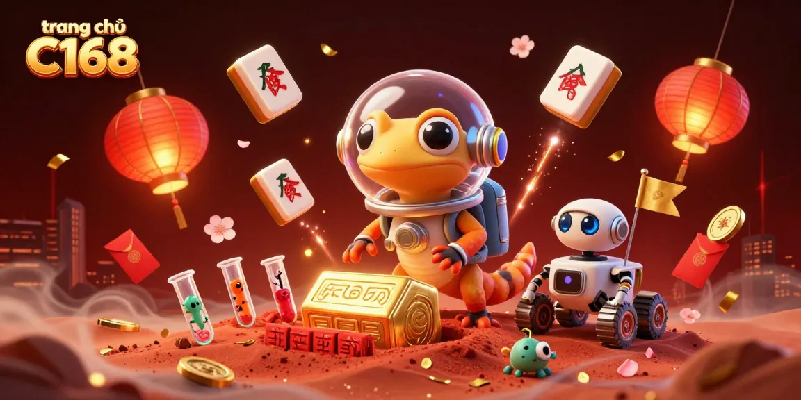 Engage in thrilling adventures at trang chủ C168 with a Martian gecko exploring a vibrant casino.