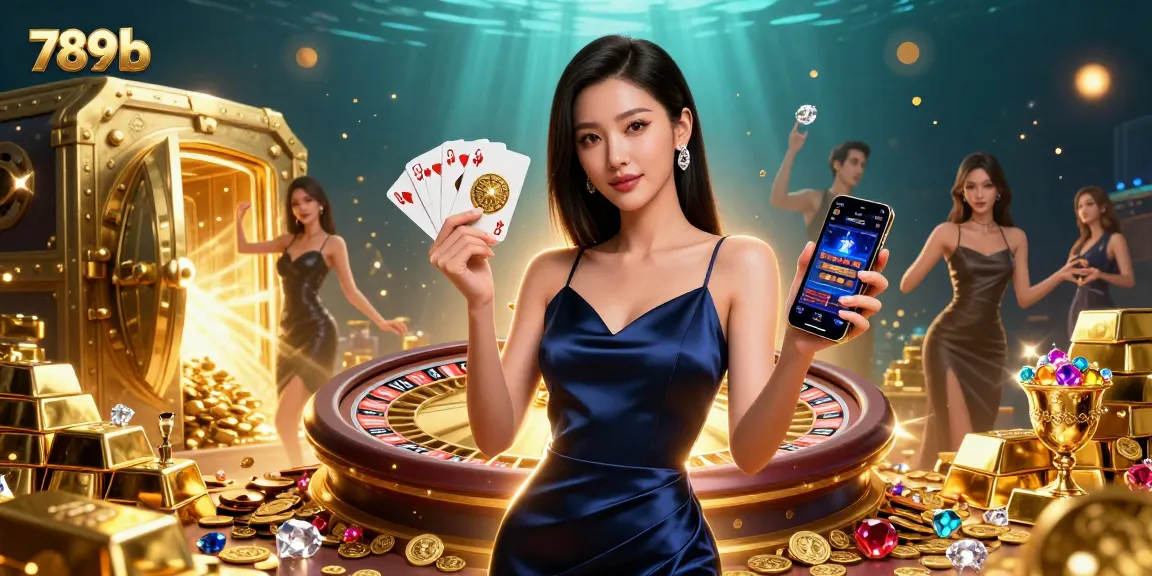 Experience thrilling gaming at 789b with a confident player exploring casino apps and golden riches.