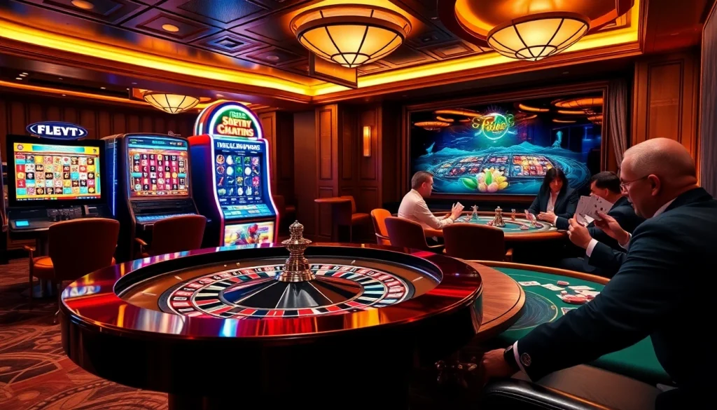 Casino gaming experience at https://tv88.network/ featuring roulette, poker, and slots in a luxurious setting.