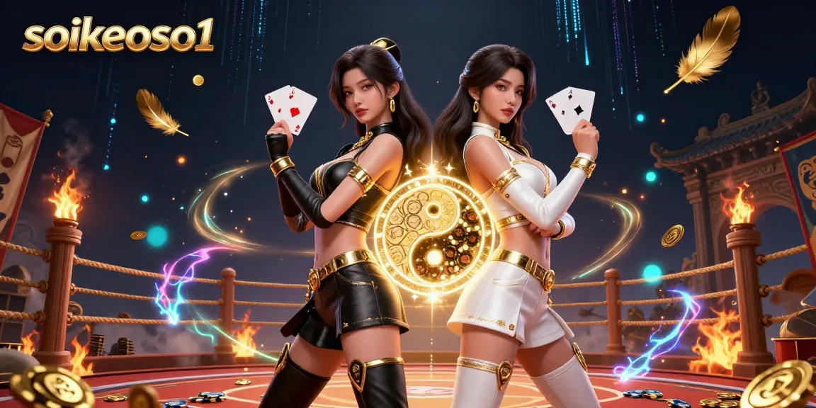 Experience exciting gameplay with soikeoso1 as twin Asian women showcase dynamic card action in a vibrant casino scene.