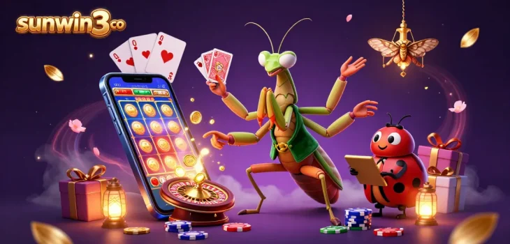 Engage in thrilling gameplay at sunwin3 co with vibrant 3D casino elements like cards and jackpots.
