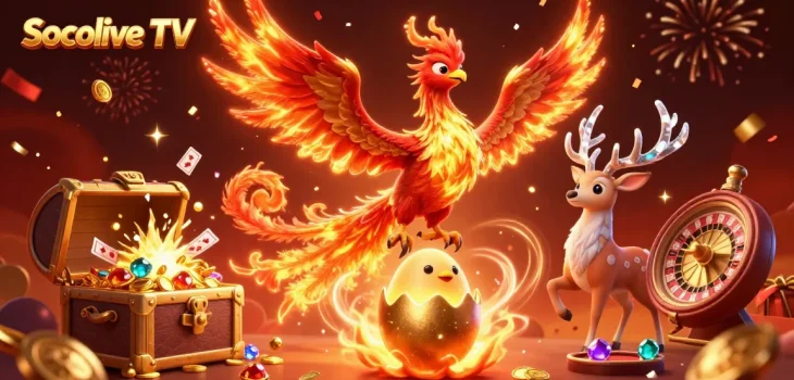 Experience Socolive TV's vibrant gaming action with a fantastical 3D scene full of winning elements.